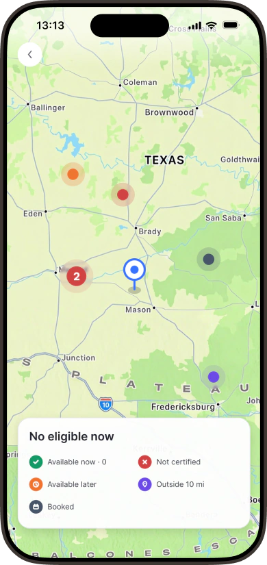 Proposed Techsbook map with five technician eligibility states